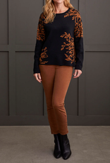 Tribal Tribal Black/Walnut REVERSIBLE Floral Crew Neck Long Sleeve AS