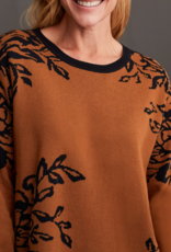 Tribal Tribal Black/Walnut REVERSIBLE Floral Crew Neck Long Sleeve AS