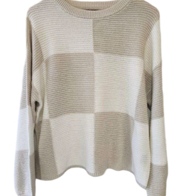 Keren Hart Keren Hart Ivory/Sand Block Crew Neck Long Sleeve Sweater LC