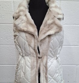 Keren Hart Keren Hart White/Sand REVERSIBLE Quilted/Faux Fur Vest  LS