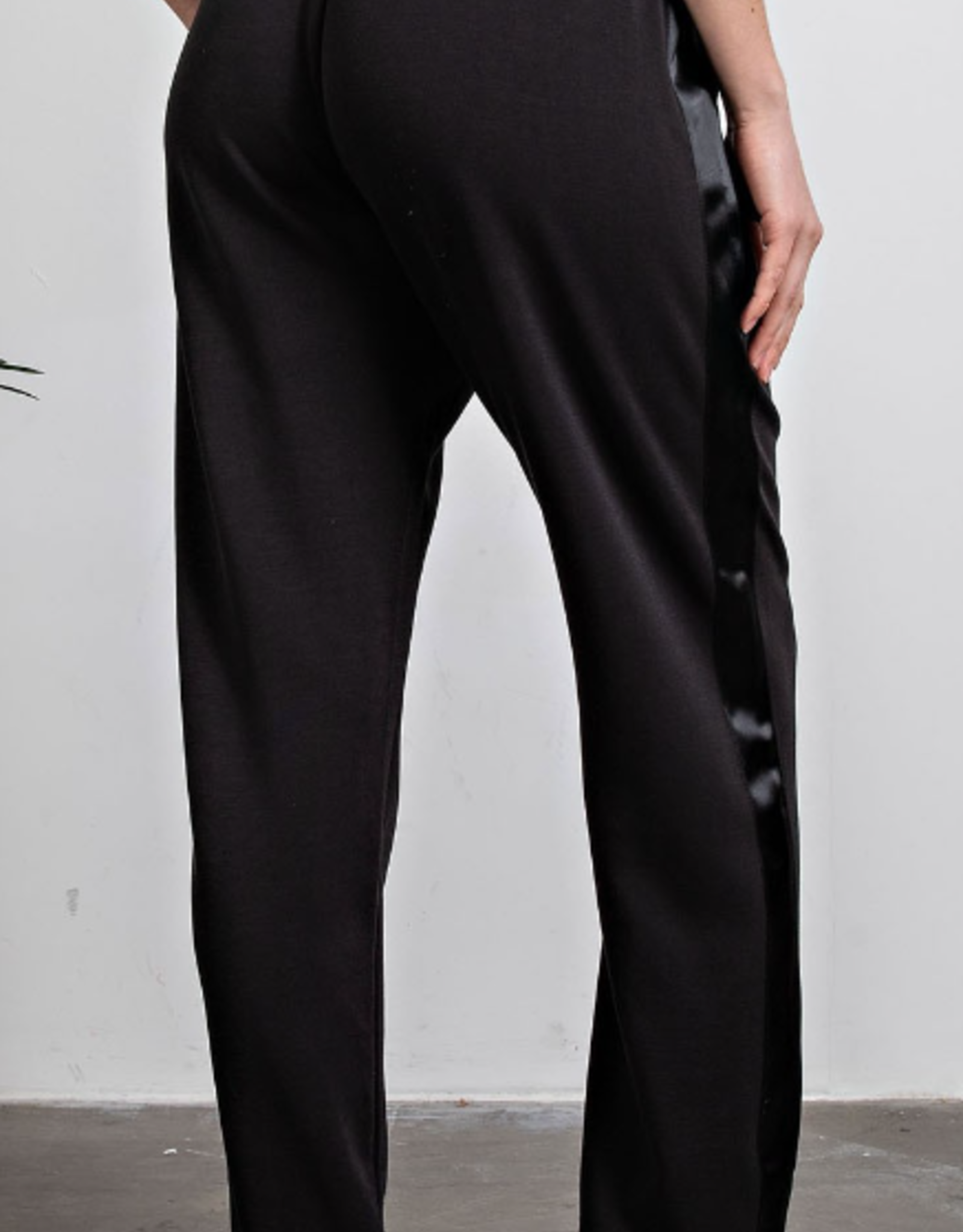 Rae Mode Rae Mode Black Side Satin Jogger Pant w/Pockets  BC