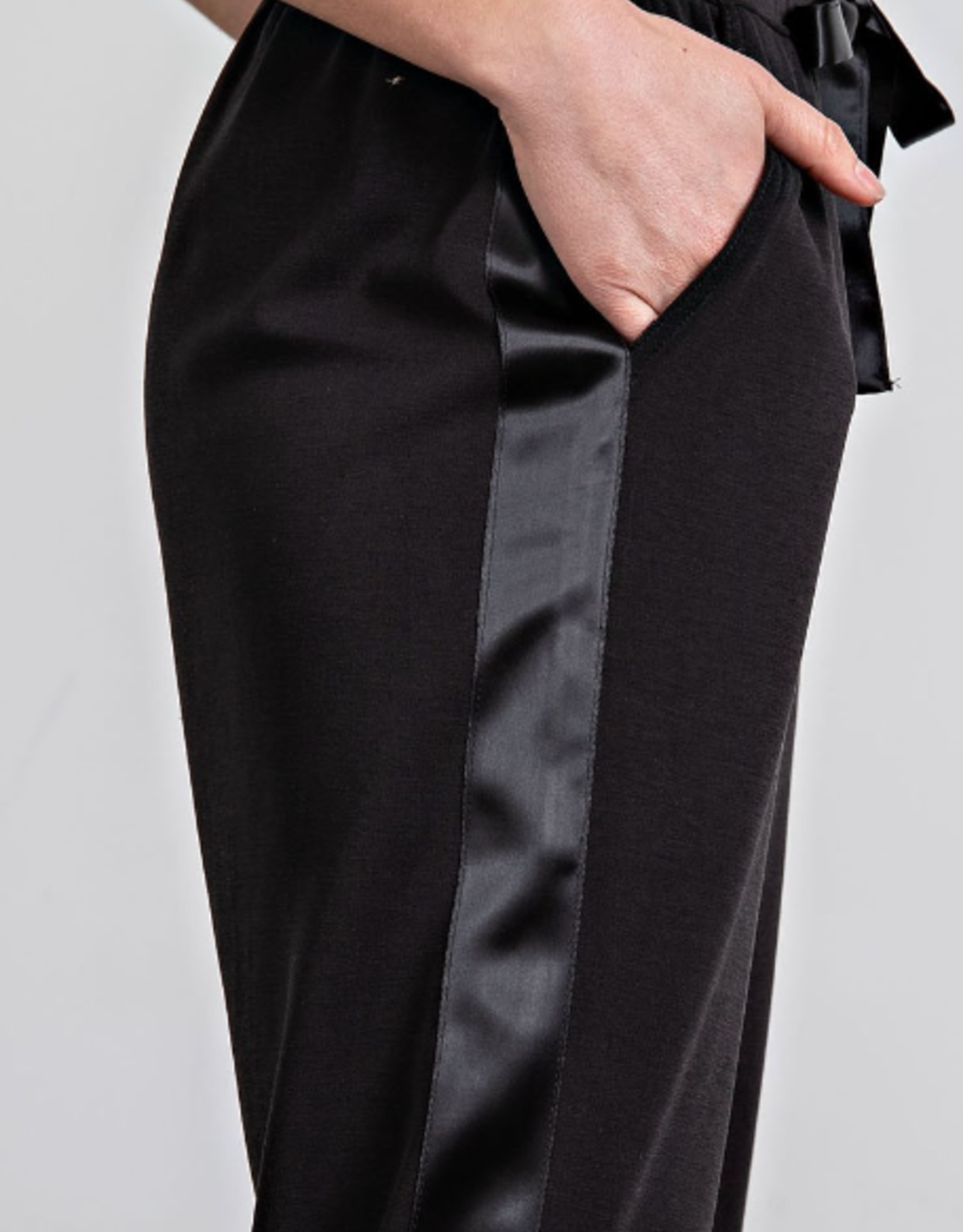 Rae Mode Rae Mode Black Side Satin Jogger Pant w/Pockets  BC