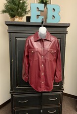 Velvet Heart Velvet Heart Eleanor Red Sangria Faux Leather Button Up Jacket