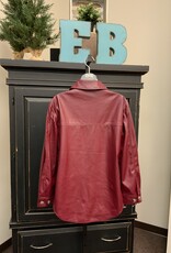 Velvet Heart Velvet Heart Eleanor Red Sangria Faux Leather Button Up Jacket