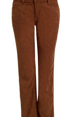 Ethyl Ethyl Cognac Small Corduroy Texture Zip Front Straight Leg Pant BK