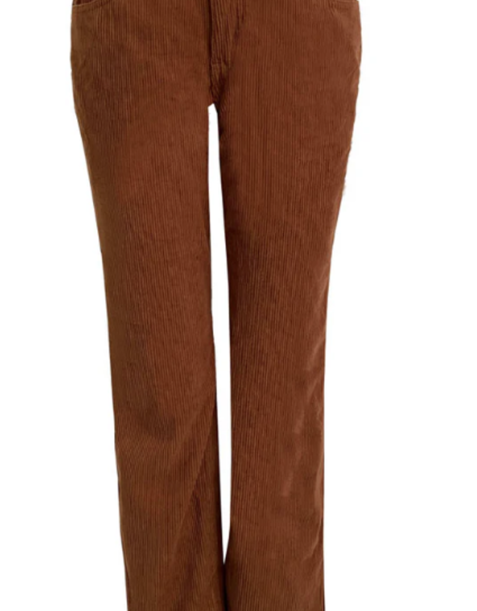 Ethyl Ethyl Cognac Small Corduroy Texture Zip Front Straight Leg Pant BK