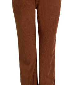 Ethyl Ethyl Cognac Small Corduroy Texture Zip Front Straight Leg Pant BK