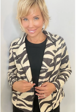 Ethyl Ethyl Grey/Ivory Zebra Print Sip Up Long Sleeve Jacket KK