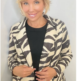 Ethyl Ethyl Grey/Ivory Zebra Print Sip Up Long Sleeve Jacket KK