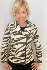 Ethyl Ethyl Grey/Ivory Zebra Print Sip Up Long Sleeve Jacket KK