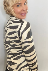 Ethyl Ethyl Grey/Ivory Zebra Print Sip Up Long Sleeve Jacket KK