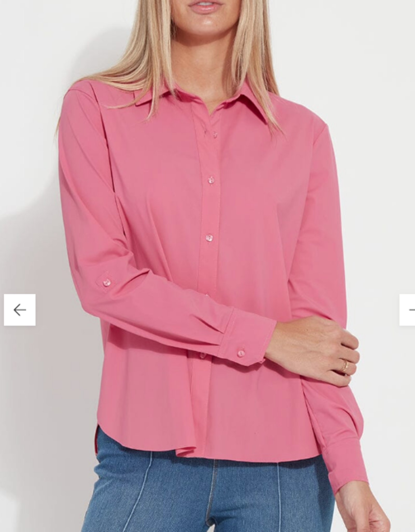 Lysse Lysse Connie Coral Rose Button Up Long Sleeve Top  HH