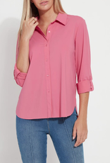 Lysse Lysse Connie Coral Rose Button Up Long Sleeve Top  HH