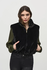 Joseph Ribkoff Joseph Ribkoff Black Faux Fur Cropped Zip Up Vest RK