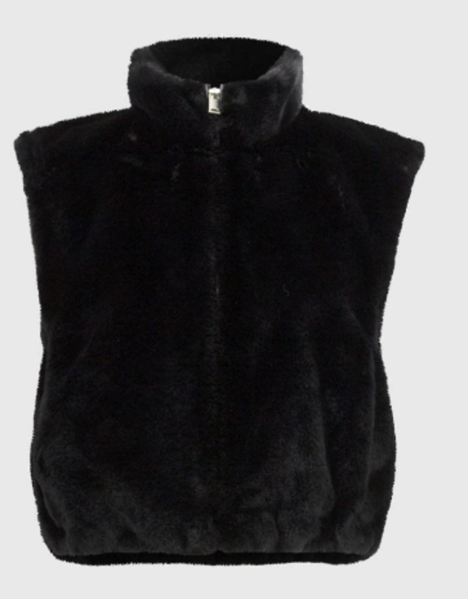 Joseph Ribkoff Joseph Ribkoff Black Faux Fur Cropped Zip Up Vest RK