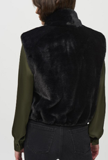 Joseph Ribkoff Joseph Ribkoff Black Faux Fur Cropped Zip Up Vest RK