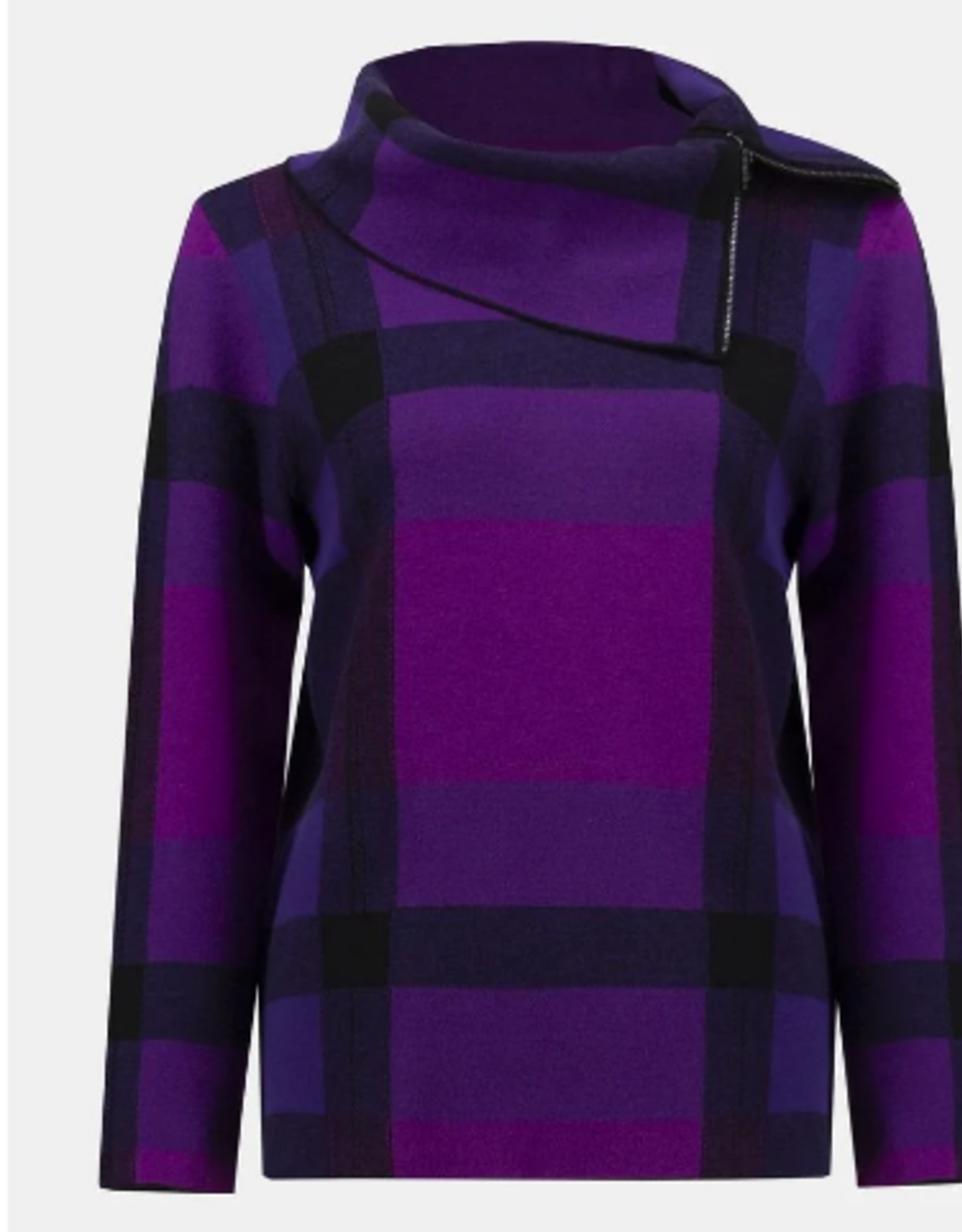 Joseph Ribkoff Joseph Ribkoff Empress Mystic Black/Purple  Plaid  Sweater SA