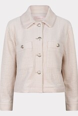 - Esqualo Biscuit  Geo Print Button Up Long Sleeve Crop Jacket CR