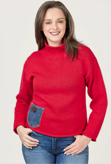 Shannon Passero Shannon Passero Emerie Ruby/Denim Cowl Neck Long Sleeve Sweater KK