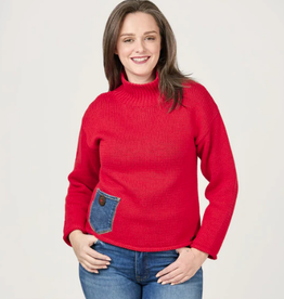 Shannon Passero Shannon Passero Emerie Ruby/Denim Cowl Neck Long Sleeve Sweater KK