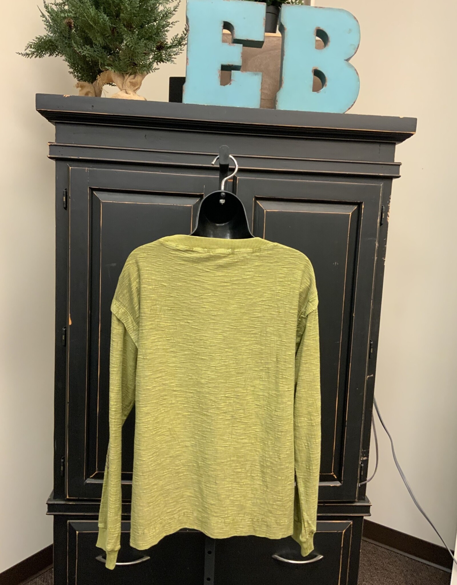 Tru Luxe Tru Luxe Green Embroidered Embellished Round Neck Long Sleeve Top CC