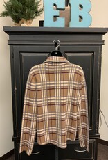 Mystree Mystree Mocha Plaid Button Front Long Sleeve Shacket LS