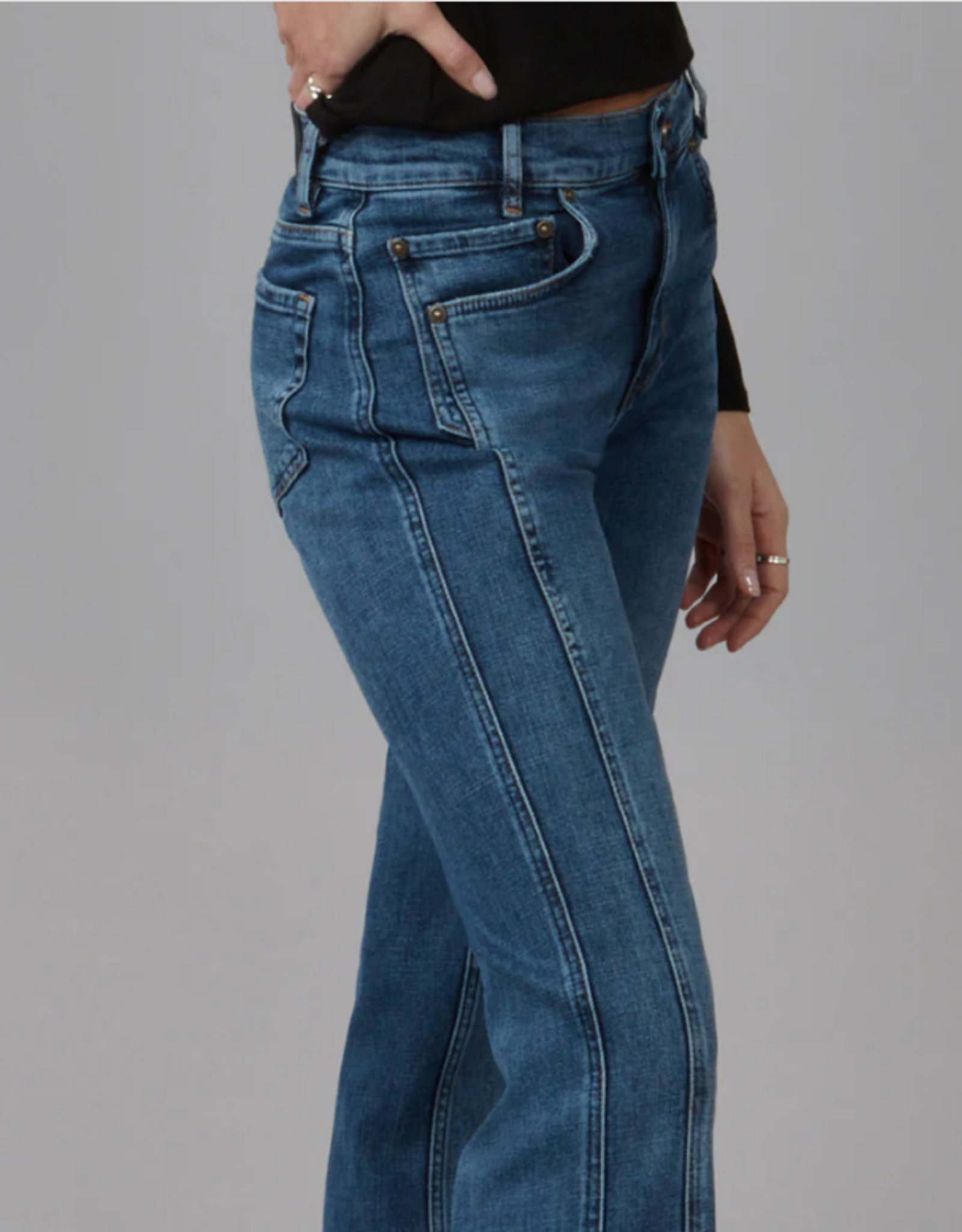 Lola Jeans Lola Jeans Jasper Med Wash Mid-Rise Straight Leg Denim Jean KH