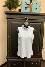 Picadilly Picadilly Dusty Blue Turtle Neck Sleeveless Knit Top KC