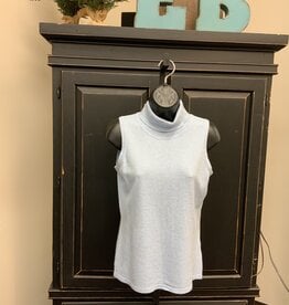 Picadilly Picadilly Dusty Blue Turtle Neck Sleeveless Knit Top KC