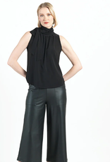 Clara Sun Woo Clara Sun Woo Black Sleeveless  Mock Neck Tie Detail Top  AS