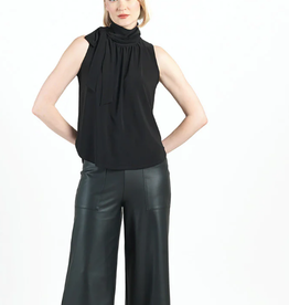 Clara Sun Woo Clara Sun Woo Black Sleeveless  Mock Neck Tie Detail Top  AS