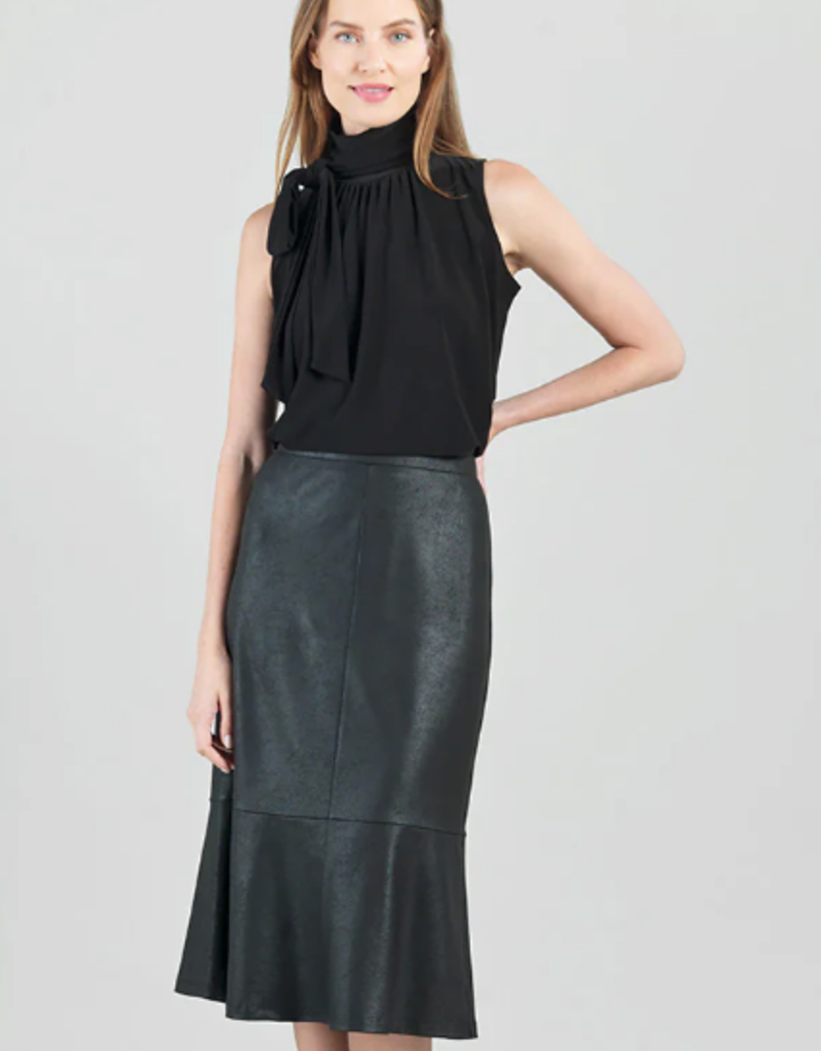 Clara Sun Woo Clara Sun Woo Black Sleeveless  Mock Neck Tie Detail Top  AS