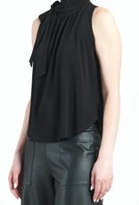 Clara Sun Woo Clara Sun Woo Black Sleeveless  Mock Neck Tie Detail Top  AS