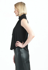 Clara Sun Woo Clara Sun Woo Black Sleeveless  Mock Neck Tie Detail Top  AS