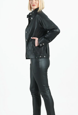 Clara Sun Woo Clara Sun Woo Black  Liquid Leather Sheen Button Closure Pocket Jacket  BES