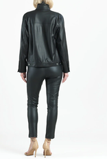Clara Sun Woo Clara Sun Woo Black  Liquid Leather Sheen Button Closure Pocket Jacket  BES