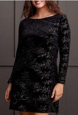 Tribal Tribal Black Lined Sequin Velvet Long Sleeve Dress CC