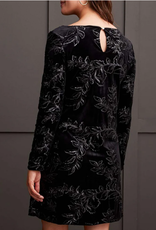 Tribal Tribal Black Lined Sequin Velvet Long Sleeve Dress CC