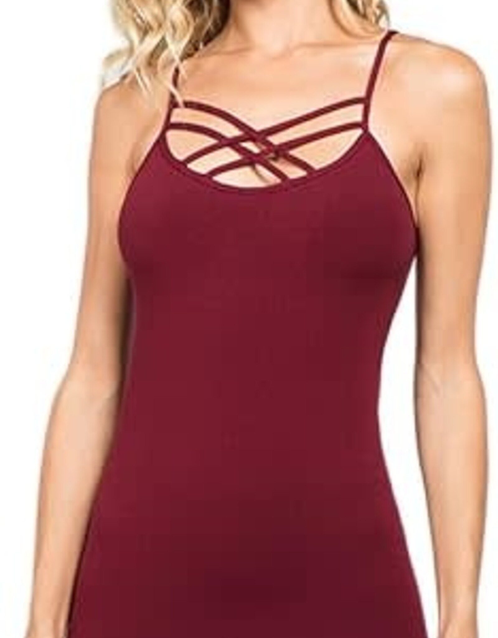 M. Rena M. Rena Burgundy Criss Cross Sleeveless Tank BE