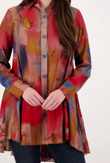 Radzoli Radzoli  Multi Color Print Button Up Long Sleeve Blouse CL