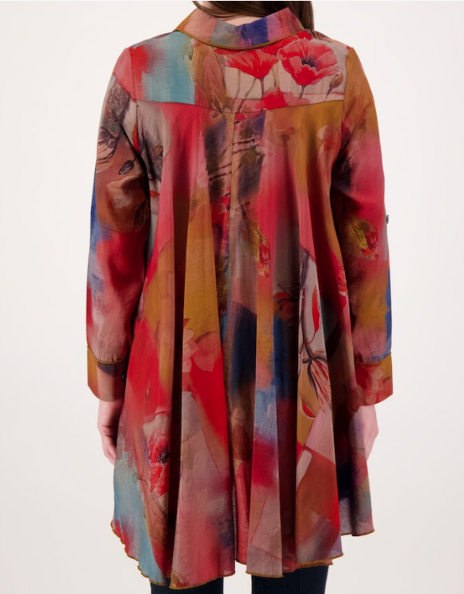 Radzoli Radzoli  Multi Color Print Button Up Long Sleeve Blouse CL