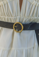 Most Wanted Co Most Wanted Black Wide Single Basic Brass Ring Buckle Leather Belt BC