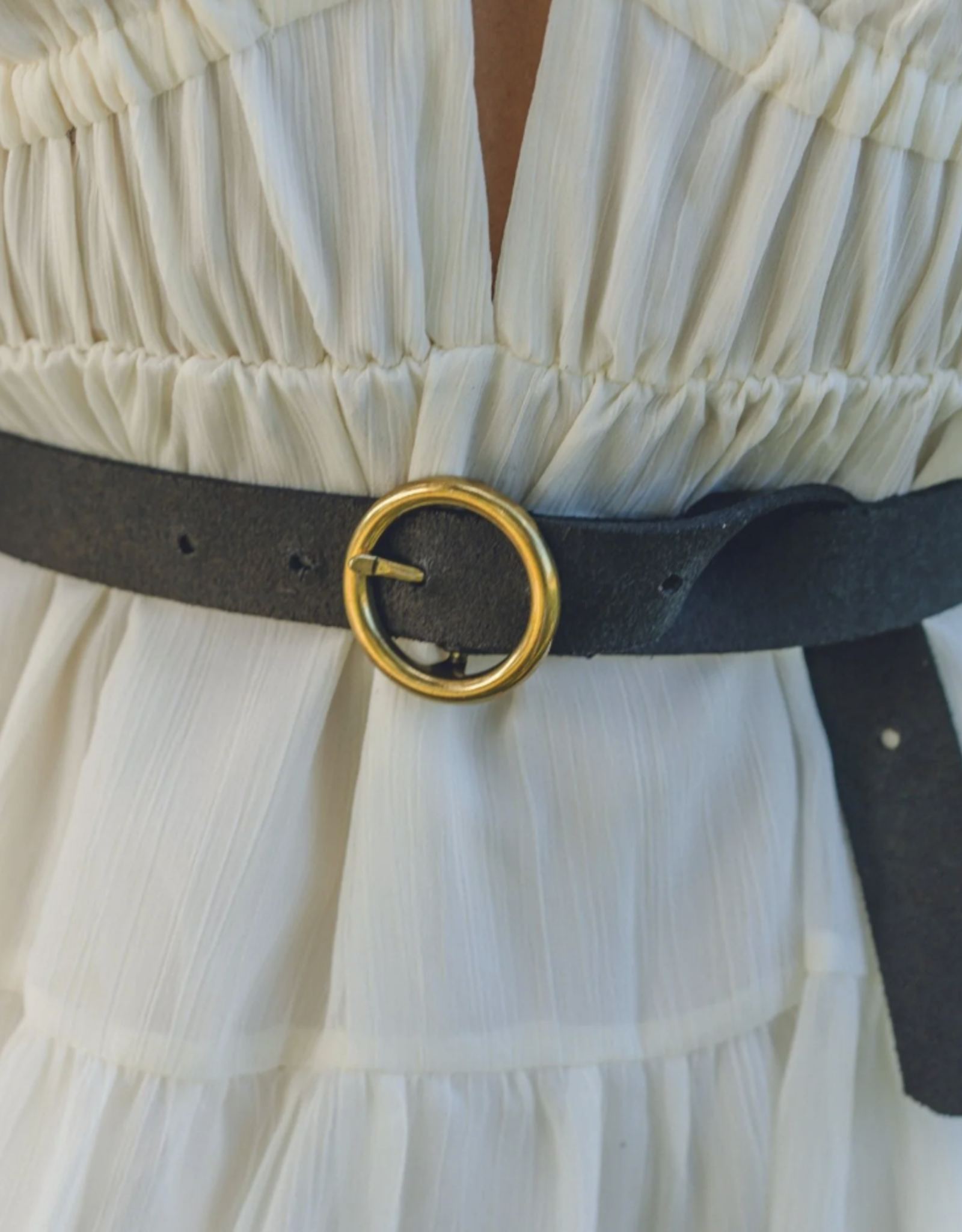 Most Wanted Co Most Wanted Black Wide Single Basic Brass Ring Buckle Leather Belt BC