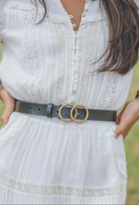 Most Wanted Co Most Wanted Black Double Ring  Harmony Buckle Leather Belt BC