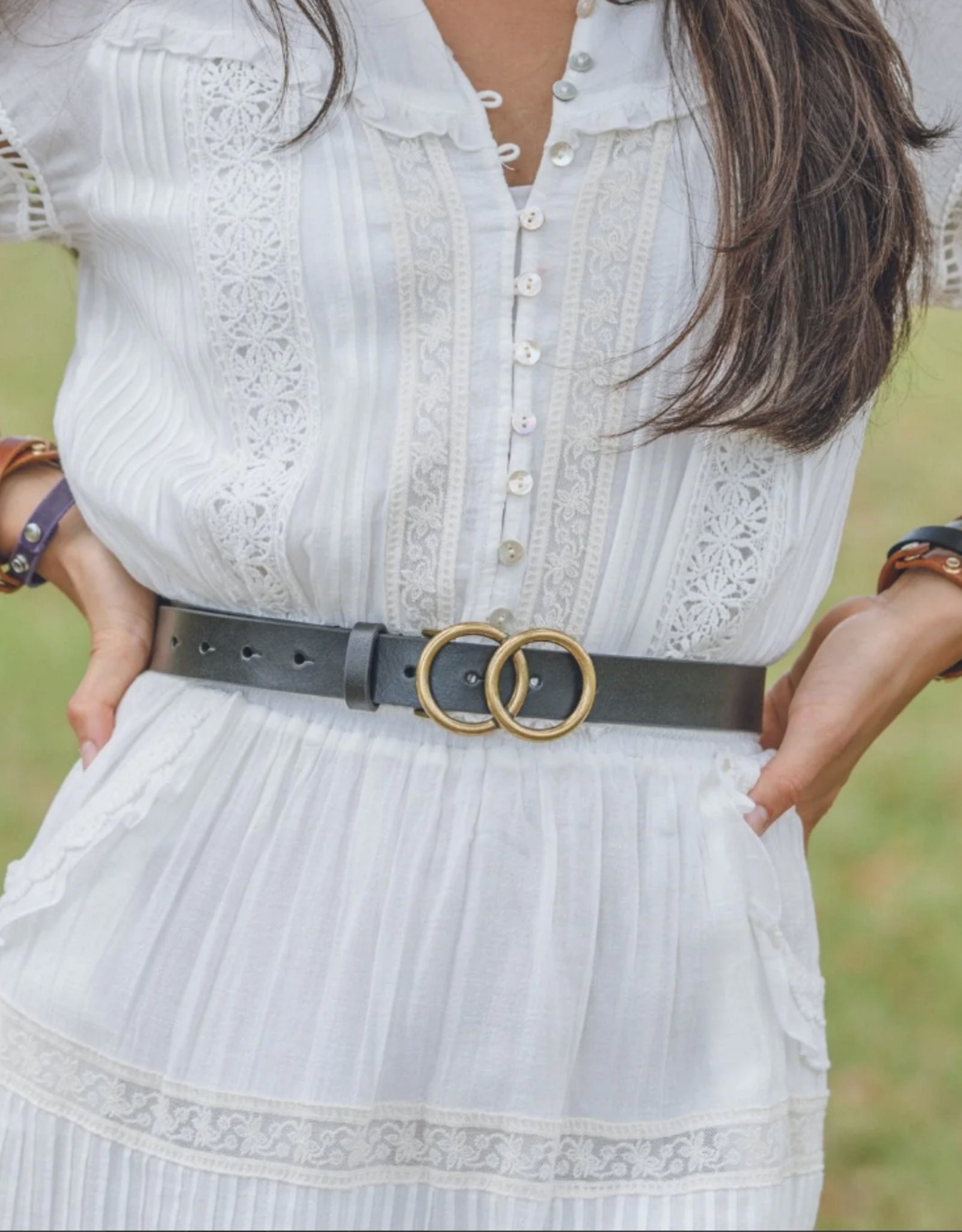 Most Wanted Co Most Wanted Black Double Ring  Harmony Buckle Leather Belt BC