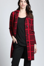 APNY APNY Python Red Houndstooth Single Breasted Cozy Coat HS