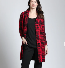 APNY APNY Python Red Houndstooth Single Breasted Cozy Coat HS
