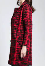 APNY APNY Python Red Houndstooth Single Breasted Cozy Coat HS