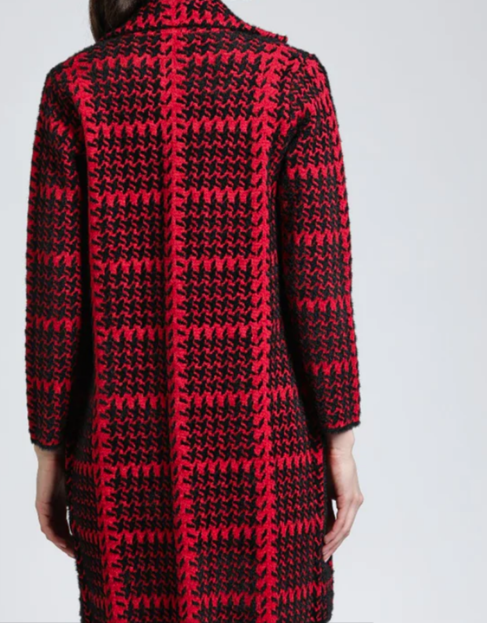 APNY APNY Python Red Houndstooth Single Breasted Cozy Coat HS