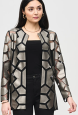 Joseph Ribkoff Joseph Ribkoff  Gunmetal/Black Laser-Cut Leatherette w/Mesh Jacket BLS